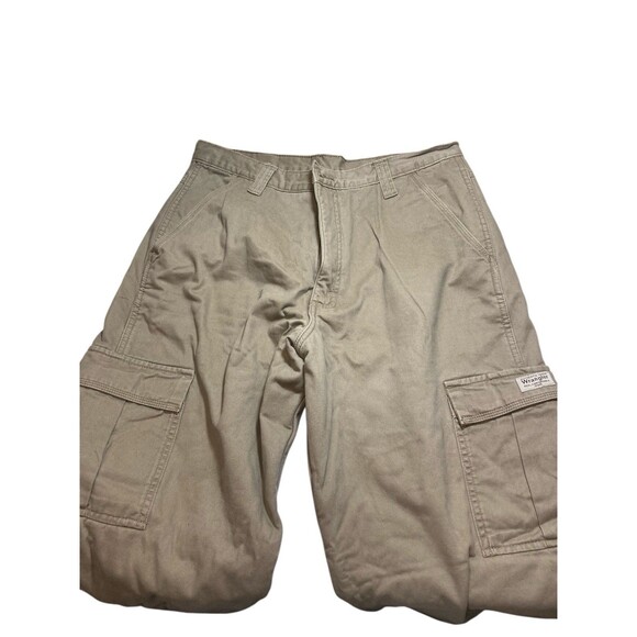 Wrangler Relaxed Fit Mens 34x34 Fleece Lined Khaki Cargo Pants Tech Pocket - Picture 1 of 4